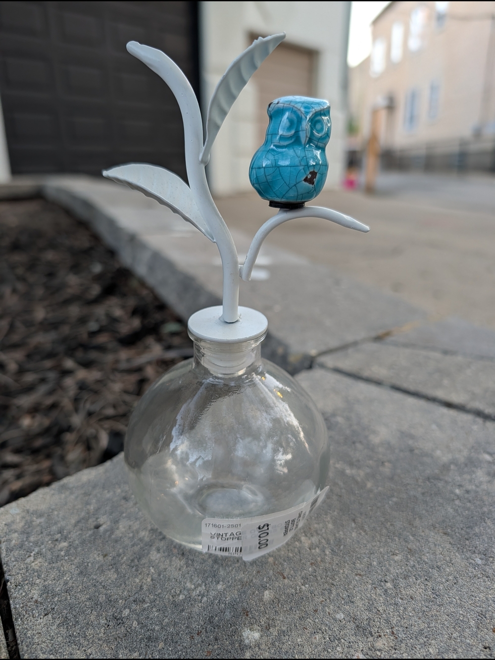 Glass Bottle Diffuser with Turquoise Owl Accent